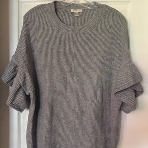 Cozy Casual Grey Ruffle Sleeve Relaxed Sweated S/M